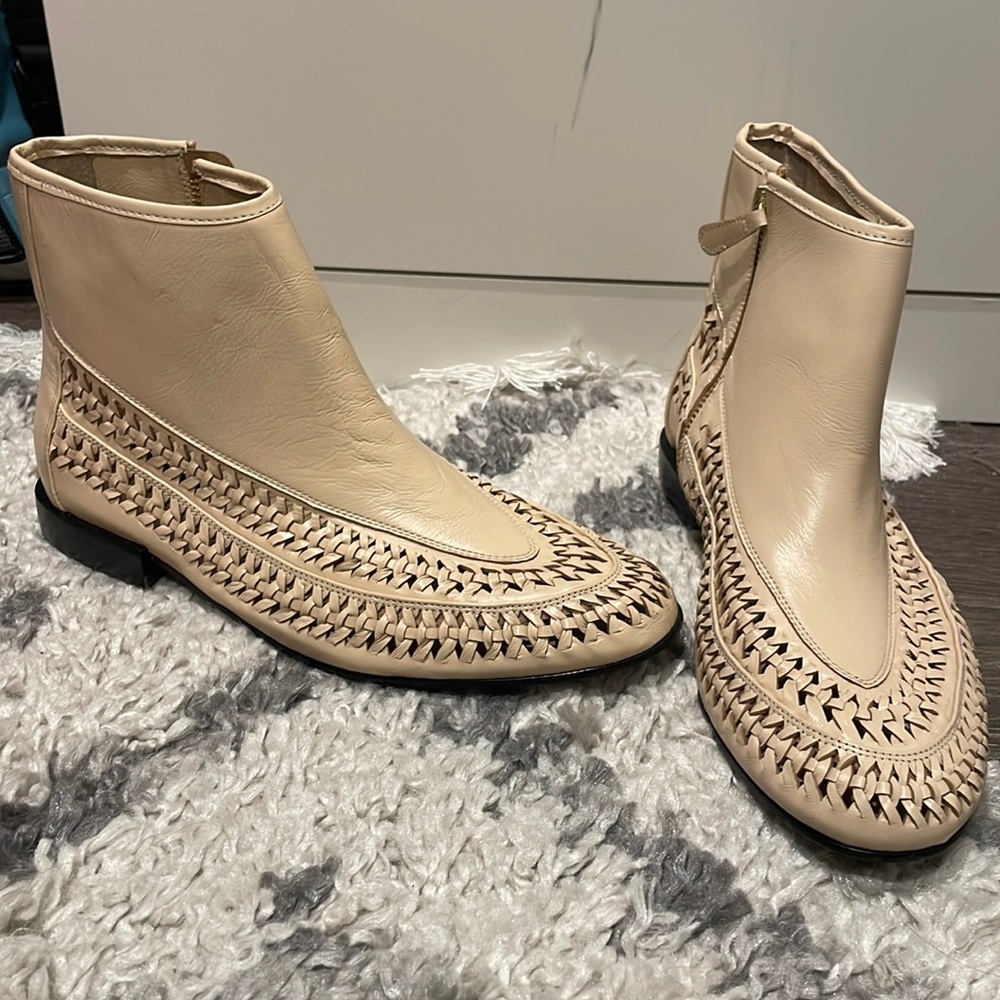 ISO Rachel Comey Brazilian Low Heel Woven Boots Cream Neutral Butter Size 9